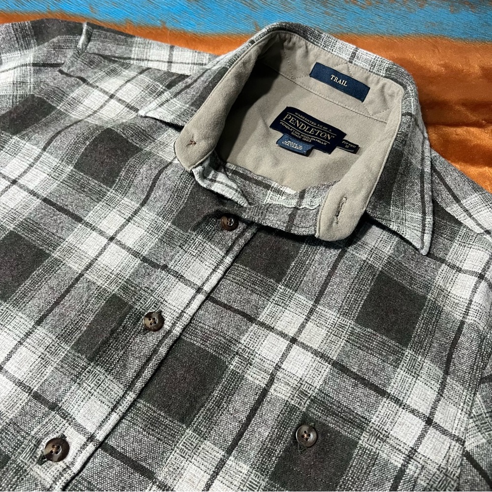 Pendleton Wool Plaid Trail Button Down Shirt Elbo… - image 5